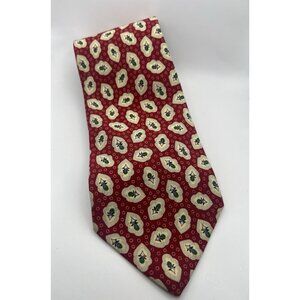 Polo Ralph Lauren 100% Silk Men's Tie Red Green Christmas Tree Design Preppy